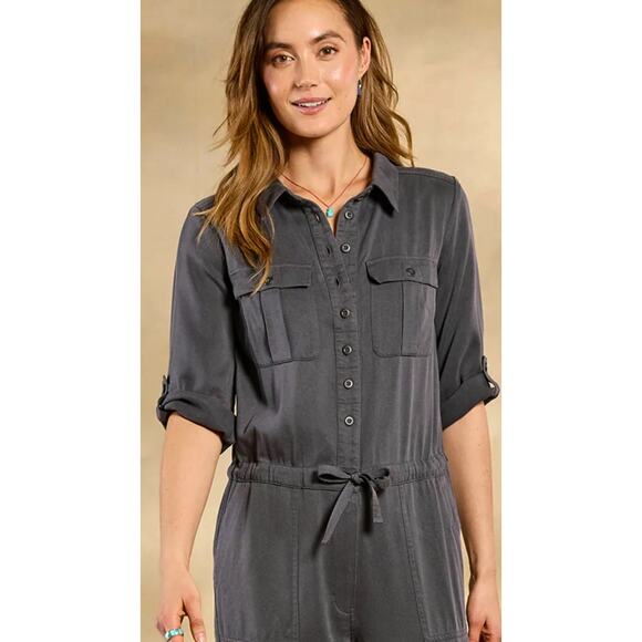 Sundance All Roads Jumpsuit Roll-tab Sleeve Womens Sz Large P Gray Lyocell $228 - Picture 4 of 16